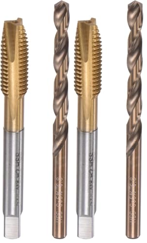 uxcell M8 x 1.25 Spiral Point Thread Tap and 6.8mm Drill Bit Set, Metric Titanium Plated Cobalt High Speed Steel Machine Screw Thread Tap Threading Tool (Pack of 2) - size: M8 x 1.25 + 6.8mm (Pack of 2)