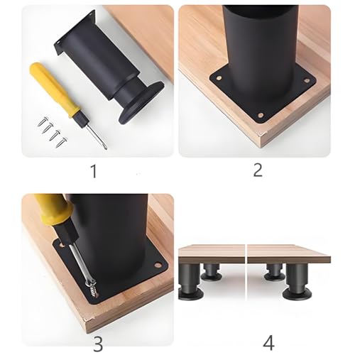 4Pcs Black Adjustable 7.08-12.2 Inch Metal Furniture Legs for Cabinet Sofa - color: Black, size: 7.08"-12.2"-Set of 4