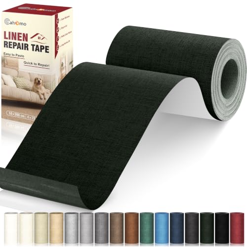 Cahomo Linen Repair Tape 4x79 inch, Self Adhesive Linen Fabric Tape, Linen Fabric Patch Tape Kit, Fabric Repair Tape for Sofas, Headboards, Chairs, Curtains - Army Green - color: Army Green, size: 4x79 inch