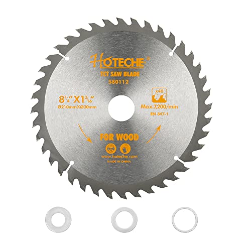 Hoteche 8-1/4-Inch Circular Saw Blade for Wood 40-Tooth Tungsten Carbide-Tipped Blade High-Performance Professioal Saw Blade for Miter Saw and Table Saws with 1-inch, 13/16-inch, 5/8-inch Arbor - size: 8-1/4-Inch, style: 40-Tooth