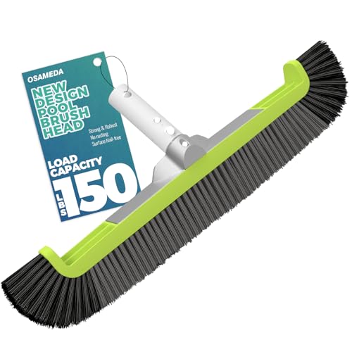 18" Pool Brush Head - Scrub Brush, Curved Ends, Fits Φ1.25” Poles - color: Black & Dark Gray