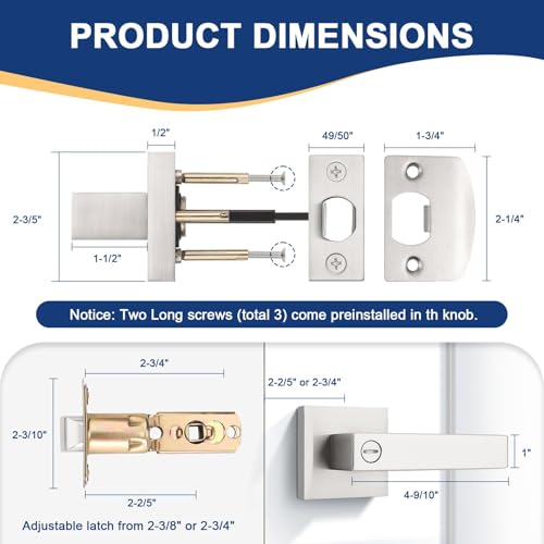 KNOBWELL 6 Pack Brushed Nickel Door Handle, Privacy Lever Doorknob Bedroom Lever Knob with Lock, Heavy Duty Interior Handleset(No Key) - color: Brushed Nickel