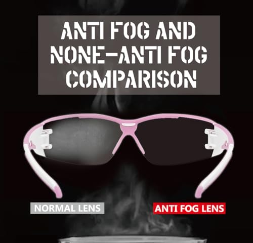HTS HUNTERSKY Super Flexible Lightweight Anti Fog Wrap-Around U6 Clear Shooting Safety Glasses with ANSI Z87.1 Scratch Resist - color: Light Pink / Clear W/ Pink Case