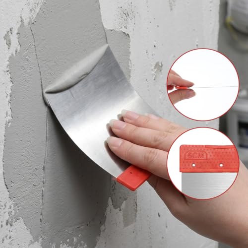 TIESOME 4Pcs Stainless Steel Metal Putty Knife Scraper Set, 4 Sizes Multipurpose Body Filler Spreader for Applying Glaze, Plaster, Cement, Paint, and Wall Decoration Hand Tools