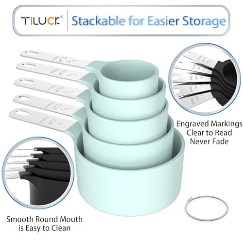 Measuring Cups & Spoons Set, Stackable Cups and Spoons - color: Green