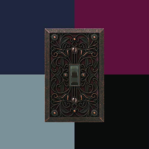 Amerelle 65TDB Filigree Wallplate, 1 Toggle, Cast Metal, Aged Bronze, 1-Pack - size: Single Toggle