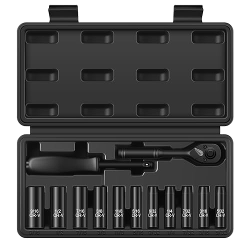 Reniteco 13-Piece 1/4" Drive Socket Set, SAE 3/16"-11/32", 72-Tooth, Cr-V - size: 1/4"-13 PCS