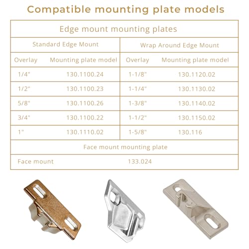 8 Pack Blum Cabinet Hinges Replacement - 110 Degree Self Closing Concealed Compact 33 Hinges (30.310-11.02 Compatible) for Kitchen Cabinets - Includes Screws(Mounting Plate Not Included)