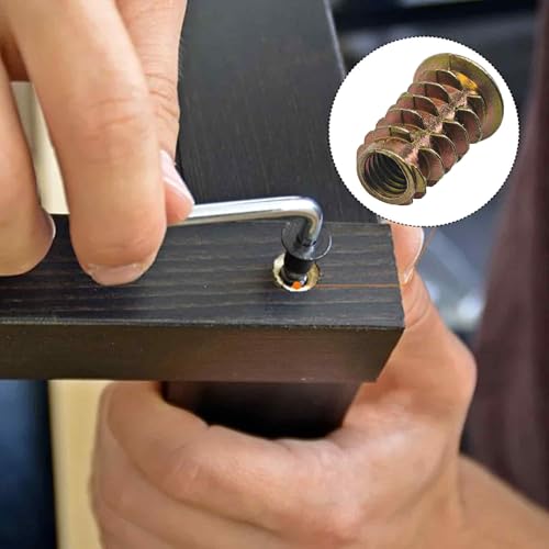 50PCS M6*18mm Threaded Insert Nuts Zinc Alloy Hex Socket Drive Furniture Screw-in Bolt Fastener Connector for Wood Furniture Assortment with Hex Spanner - size: M6x18mm