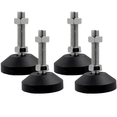 M12 Leveling Feet 880 Lb Capacity, 3.2-Inch Height, 2.28-Inch Base, 4Pcs - color: Black, size: D60xM12xH50mm