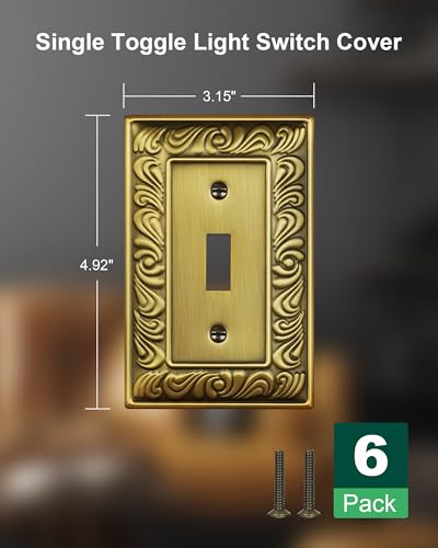 6-Pack Paisley Pattern Single Toggle Light Switch Cover Plate, Metal Plate - style: 1 Toggle 6PK