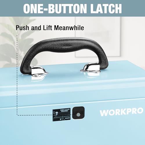WORKPRO 10.8" Mini Metal Tool Box with Removable Tray - color: Macaron Blue