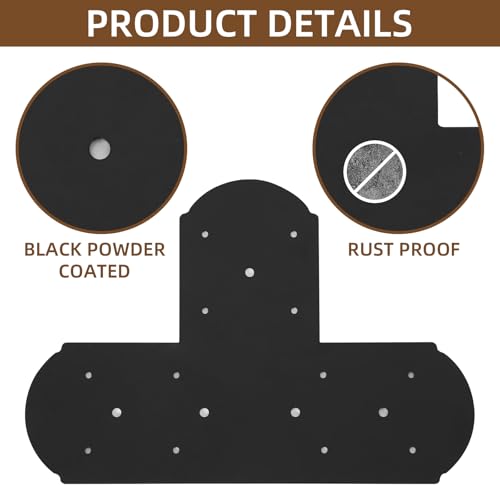 2 Pcs 15.7"x10.8" T Post Bracket, T Flat Mending Plate with 3mm Thickness for Wood, T Joining Brackets Connecting Brackets with Screws for Repair Wood Furniture - style: 5" Wide T Plate Bracket