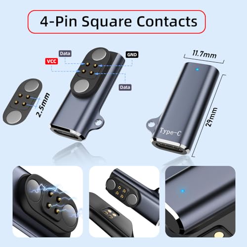 2pcs/lot Magnetic Charging Adapter USB Type-C to Pitch 2.5mm with 4-Pin Terraced Square Contacts Compatible with Bone Conduction Headphone - style: Pitch 2.5mm