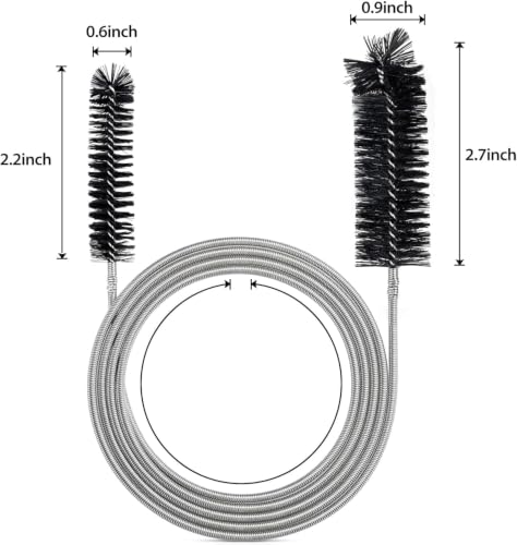 RayTour Extra-Thick Drain Brush with Stronger Spring - 67-Inch Flexible Pipe Cleaning Tool - Dual Bristle Heads - Ideal for Curved Pipes and Slim Holes – Black - style: Two Heads with Stronger Spring