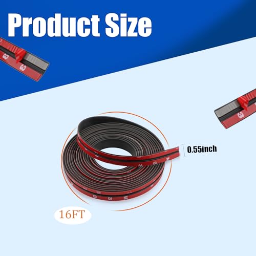 1PC Weather Stripping Door Seal Strip,Rubber Car Door Seal Weather Stripping, T-Shape Windshield,Black(16FT,0.55INCH) - color: Black-16FT/0.55INCH