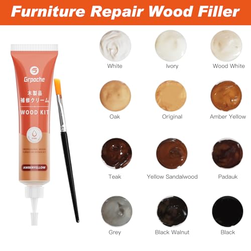 Wood Furniture Repair Kit 12 Colors, Wood Filler Putty with Filler Sticks