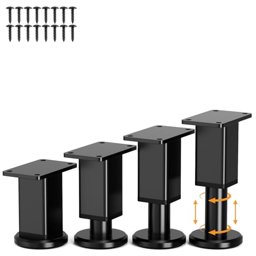 Furniture Legs 4 Pcs, Adjustable Metal Replacement Feet, 3.2-4.9 in - size: 3.2-4.9 inch
