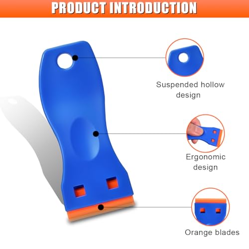 3PCS Razor Blade Scraper, Car Window Cleaning Scraper with 50 Plastic & 31 Metal Blades, Multi-Purpose Scraper Tool for Removing Label, Sticker, Tint, Grease from Windshield, Appliance, Glass
