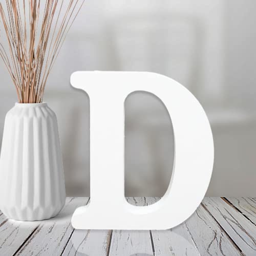 AOCEAN 4 Inch White Wood Letters Unfinished Wood Letter for Wall Decor Decorative Standing Letters Slices Sign Board Decoration for Craft Home Party Projects (D) - style: D