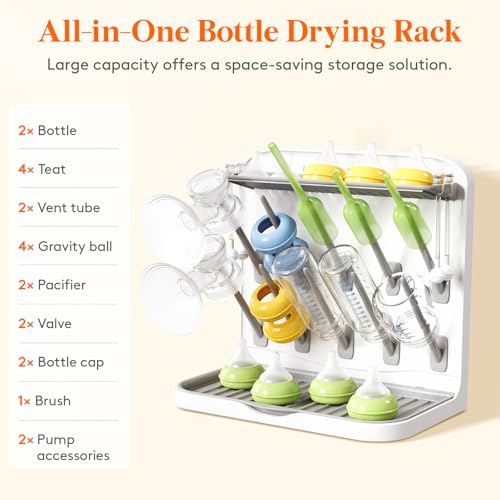 Lifewit 10-Hooks Baby Bottle Drying Rack for Countertop, BPA Free - size: Medium-10 Hooks