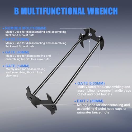2 Pcs Multifunctional Sink Wrench Set, 11-in-1 Basin Faucet Tool