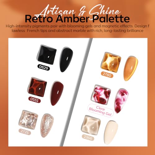 modelones Fall Gel Nail Polish Set, Amber French Tip Leopard-Print Theme - color: A A A1c Leopard-Print & Amber
