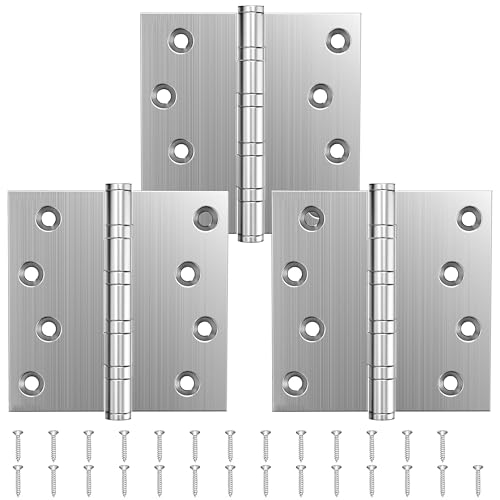KOLET Ball Bearing Door Hinges, 4 x 4 Inches, Brushed Nickel, 3 Pack - color: Silver, size: 3 Pack