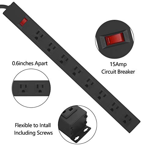 HHOSET Heavy Duty Long 8 Outlets, 14AWG Extension Cord, Black, 4FT, 1 - size: 4ft