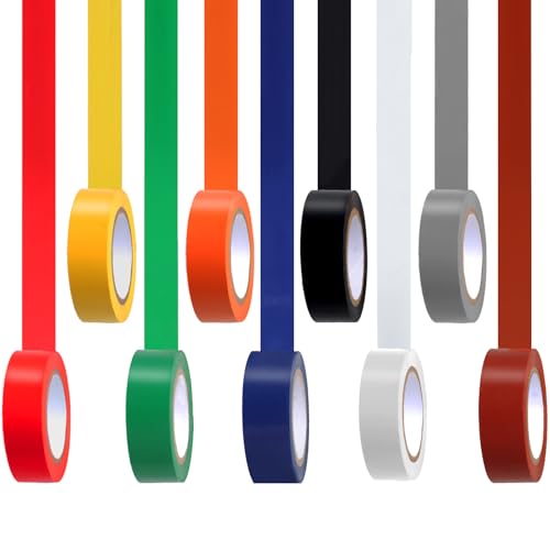 Romeda 9 Pack Coloured Electrical Tape, Electrical Tape Colours Water, Sun, and Oil Resistant, Suitable for Most Domestic, Commercial, and Industrial environments. - color: Mix Colors
