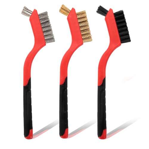 6 Pcs Wire Brush Set with Stainless Steel, Brass & Nylon Bristles
