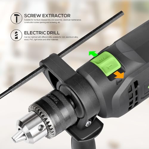 GALAX PRO 4.5Amp 0-3000RPM Corded Hammer Drill with 12 Variable Speed - style: Hammerdrill with 5pcs drill Bit