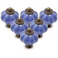 12pcs Periwinkle Blue Pumpkin Knobs, Ceramic Cabinet Knobs - color: Periwinkle Blue, size: 12 Pieces