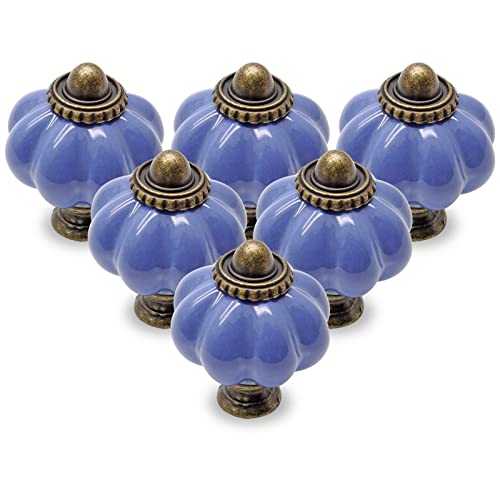 12pcs Periwinkle Blue Pumpkin Knobs, Ceramic Cabinet Knobs - color: Periwinkle Blue, size: 12 Pieces