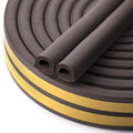 CloudBuyer Door & Window Weather Stripping, Soundproof Insulation Seal Strip with Self-Adhesive Rubber Collision Protection, 16.5 Ft (Brown) - color: Brown, size: 16.5Ft