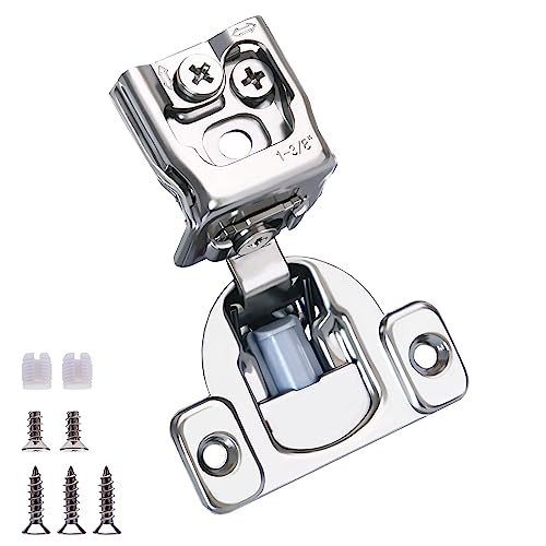 50 Pack 25 Pair 1-3/8 inch Overlay Self Slow Closing Door Hinges - Face Frame Cabinet Concealed Hinges with Built-in Damper, 3 Way Adjustability - color: 50PACK, size: 1-3/8 in. Overlay