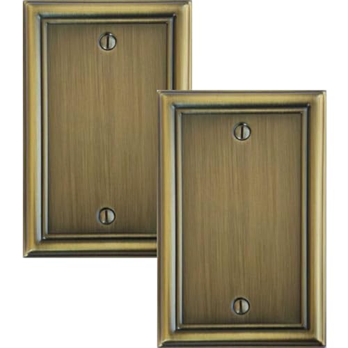 OKAWYC Single Blank Light Switch Cover Luca Metal Wall Plate, 2-Pack Antique Brass 1 Gang, for Light Switch Cover Outlet Cover Decorative Wallplate, Durable - size: 1 Blank
