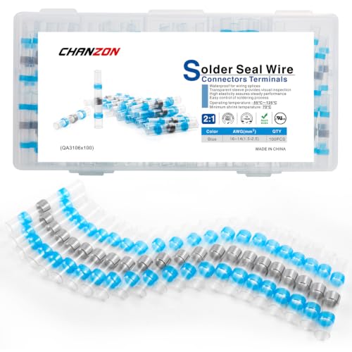 Chanzon 100pcs Heat Shrink Solder Seal Wire Connectors 16-14AWG Blue - color: 3. 16-14AWG
