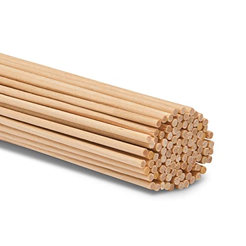 Wooden Dowel Rod, 1/8 Inch x 24 Inch Wood Dowels, Pack of 100 Wooden Dowels for Crafts, Unfinished Hardwood Wooden Dowels Rods, Strong Wood Rod Dowels for Crafting and DIYers - color: Pack of 100, size: 1/8" x 24" Dowels