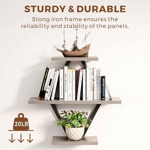 Floating Wall Shelves, Set of 2, Gray - color: Grey