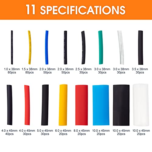 ASHINER Heat Shrink Tubing Kit - 580Pcs EVA Material in 6 Colors and 11 Sizes - Ideal for Electrical Insulation, Repairs, and Wire Connectors with User-Friendly Design and Storage Case - color: Multicolored