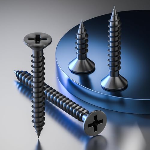 Wensilon # 4X5/8 (680PCS) Flat Head Black Wood Screw 3X16, Quick Metal self Tapping Flat Head - color: Black, size: #4x5/8"