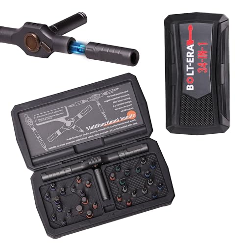 34 in 1 Magnetic Screwdriver Set, Magnetic Ratchet Screwdriver Set with Multi-Bit Ratcheting Handle & Bit Magnetizer, Compact Repair Tool Kit with Storage Case for Furniture, Computer, Bicycle and DIY - size: 34 in 1