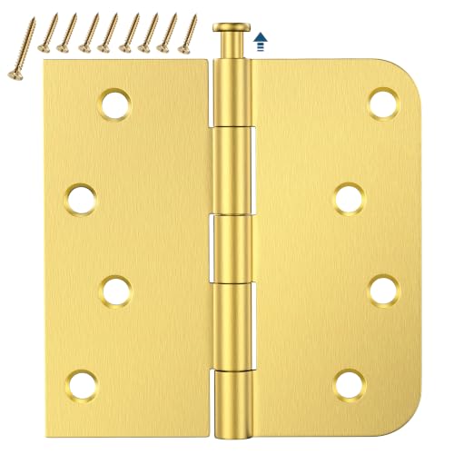 3 Pack Brushed Gold Door Hinges 4 Inch, Exterior Door Hinges - color: Brushed Gold, size: 4" 3 Pack