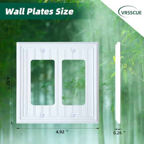 White Natural Material Double Decorator Outlet Cover Wall Plate(2-Pack) - size: Double Decorator
