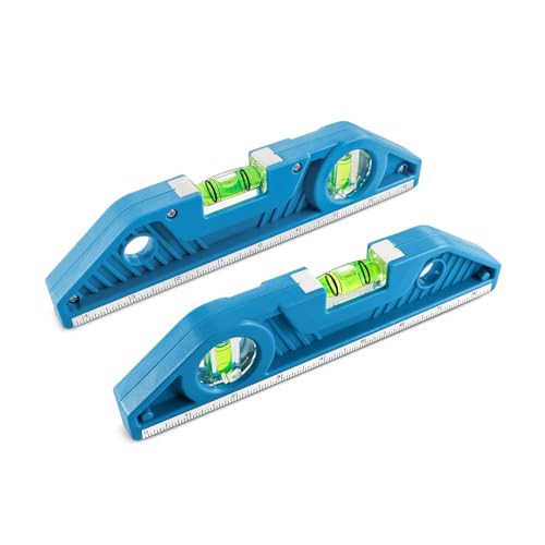 WBE 2-Piece Torpedo Level Set, 9 Inch Magnetic Level, with 0°/90° Bubbles, Large Viewing Window, V-Groove for Conduit Bending, Sea and Imperial scale. (Azure, 2 Pack) - size: 2 Pack