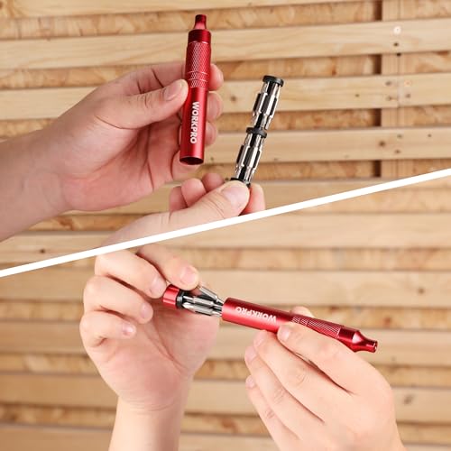 WORKPRO 24 in 1 Multi Bit Mini Screwdriver Set Magnetic, Red - color: Red