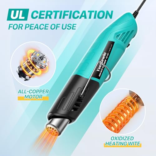 380W Mini Heat Gun, 2-Temp 480°F & 850°F for DIY & Crafts - color: Blue