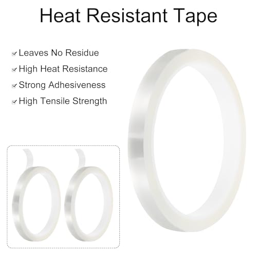 uxcell Clear Heat Tape, 1 Roll 10mmx33m 108ft High Temperature Heat Resistant Tape for Sublimation,Heat Vinyl Press,Heat Transfer, Circuit Board, No Residue - color: Clear, size: 10mmx33m
