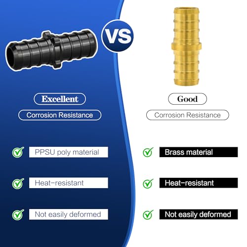 25pcs 1/2" Poly PPSU Barb Crimp PEX Straight Coupling Fittings, No Lead - size: 1/2" Straight, 25pcs